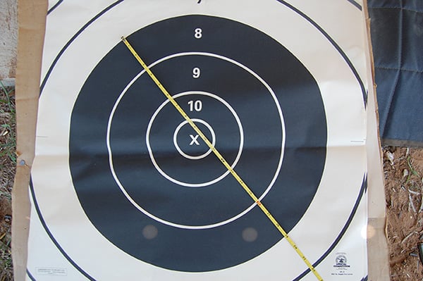 This SR-3, shot prone rapid at 300 yards, has the same scoring dimensions as the 200 yard SR with a 19 inch, eight ring-width bull. Despite having a similar time limit but shooting 50% further, scores from 300 yard prone rapid are similar to 200 yard sitting rapid.