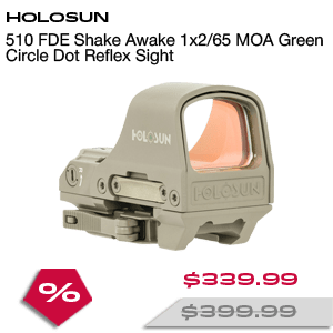 HOLOSUN 510 FDE Shake Awake 1x2/65 MOA Green Circle Dot Reflex Sight