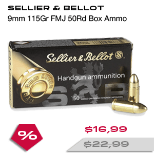 SELLIER & BELLOT 9mm 115Gr FMJ 50Rd Box Ammo (SB9A)