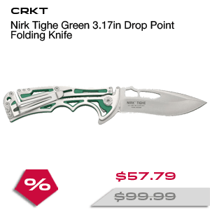CRKT Nirk Tighe Green 3.17in Drop Point Folding Knife (5241)
