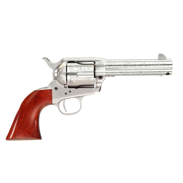 TAYLORS & COMPANY 1873 Cattleman Floral Engraved .45LC 4.75in 6rd White Revolver with Walnut Grips (550926)