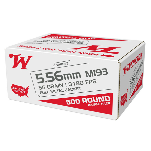 WINCHESTER AMMO USA White Box 5.56mm M193 55gr FMJ 500rd Rifle Ammo (WM193500)